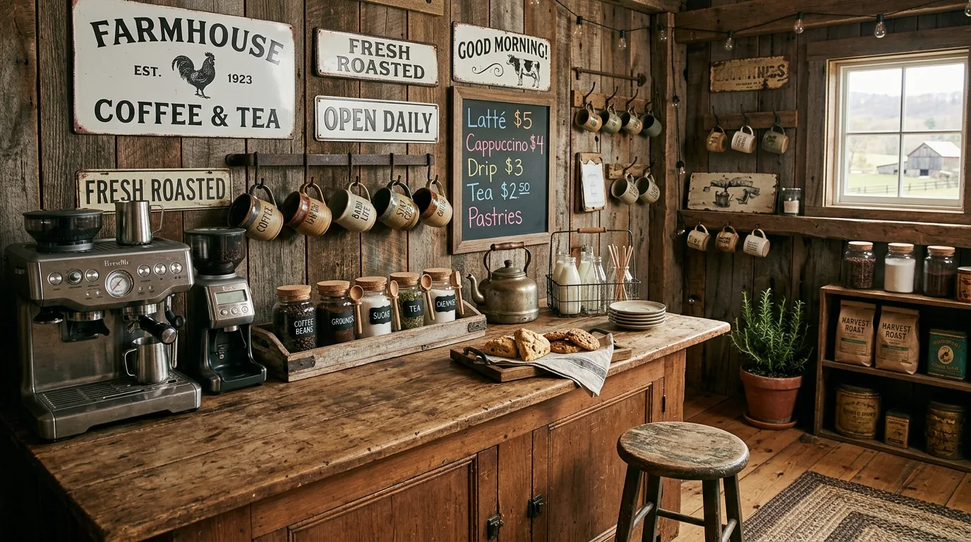 Make room for seasonal touches without crowding it inspiration for a home coffee bar.